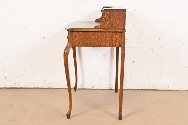 R. J. Horner Style Antique Victorian Tiger Oak Ladies Writing Desk, Circa 1890 - Image 10