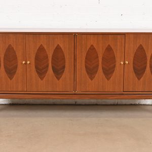 Kipp Stewart for Calvin Furniture Mid-Century Modern Walnut and Rosewood Sideboard Credenza, Newly Refinished