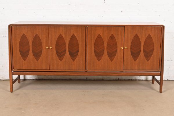 Kipp Stewart for Calvin Furniture Mid-Century Modern Walnut and Rosewood Sideboard Credenza, Newly Refinished