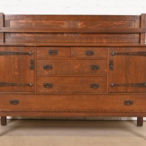 L. & J. G. Stickley Antique Mission Oak Arts & Crafts Strap-Hinge Sideboard, Newly Refinished