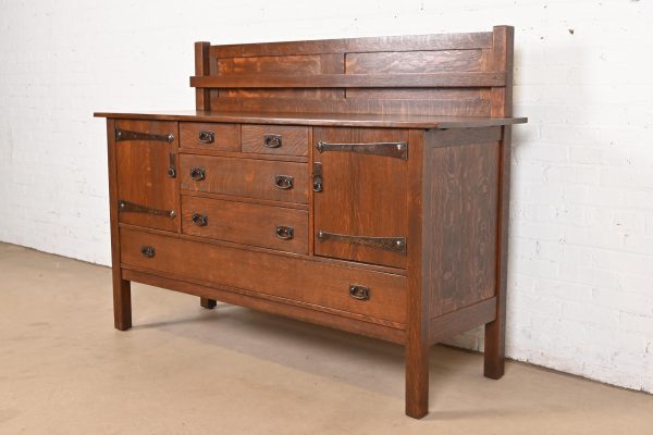 L. & J. G. Stickley Antique Mission Oak Arts & Crafts Strap-Hinge Sideboard, Newly Refinished - Image 3