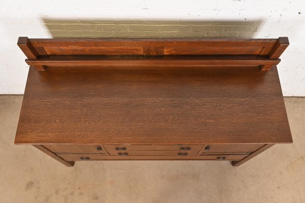 L. & J. G. Stickley Antique Mission Oak Arts & Crafts Strap-Hinge Sideboard, Newly Refinished - Image 9