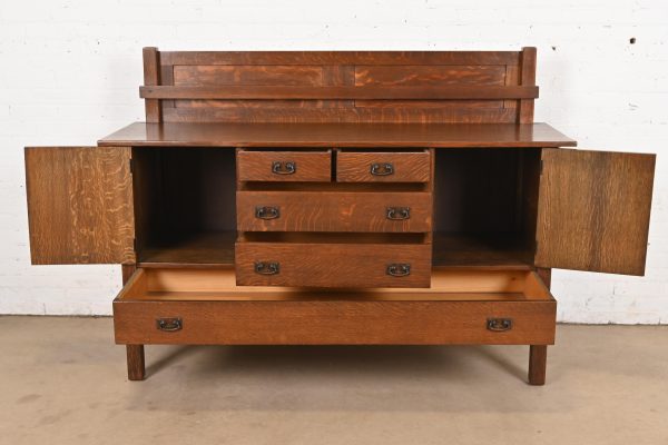 L. & J. G. Stickley Antique Mission Oak Arts & Crafts Strap-Hinge Sideboard, Newly Refinished - Image 5