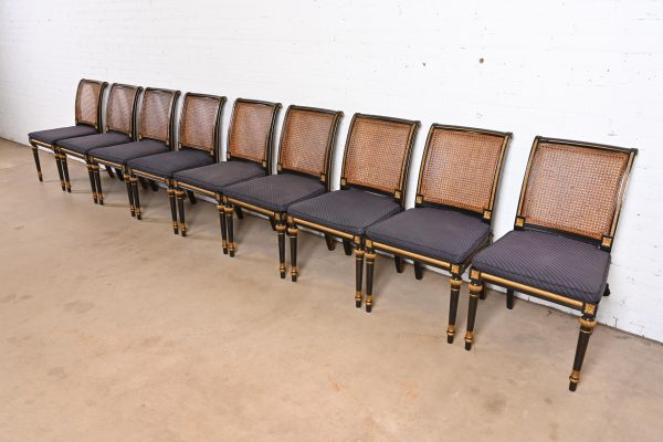 Baker Furniture French Regency Louis XVI Ebonized and Gold Gilt Cane Back Dining Chair or Side Chair - Image 11