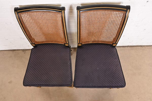 Baker Furniture French Regency Louis XVI Ebonized and Gold Gilt Cane Back Dining Chair or Side Chair - Image 4
