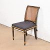Baker Furniture French Regency Louis XVI Ebonized and Gold Gilt Cane Back Dining Chair or Side Chair