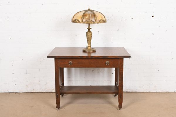 Antique Art Nouveau Slag Glass Table Lamp in the Manner of Handel, Circa 1920s - Image 11