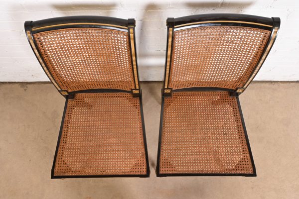 Baker Furniture French Regency Louis XVI Ebonized and Gold Gilt Cane Back Dining Chair or Side Chair - Image 5