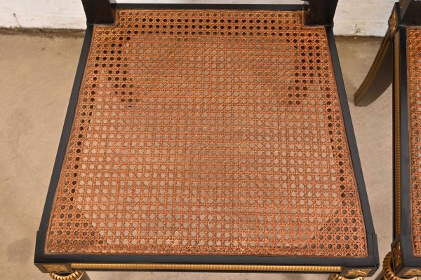 Baker Furniture French Regency Louis XVI Ebonized and Gold Gilt Cane Back Dining Chair or Side Chair - Image 7