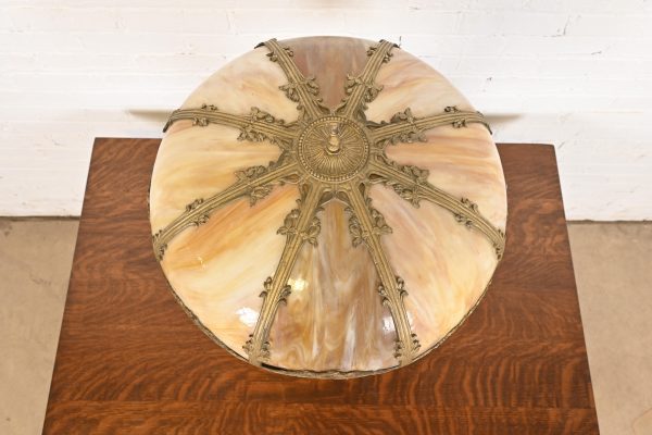 Antique Art Nouveau Slag Glass Table Lamp in the Manner of Handel, Circa 1920s - Image 3