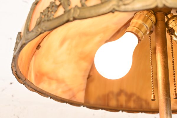 Antique Art Nouveau Slag Glass Table Lamp in the Manner of Handel, Circa 1920s - Image 8