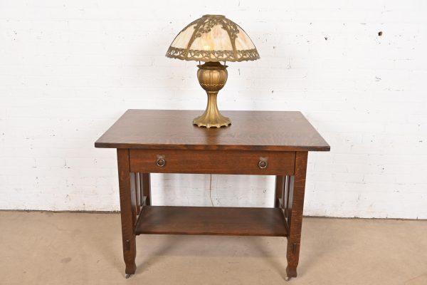 Antique Art Nouveau Slag Glass Table Lamp by Miller Lamp Co., Circa 1920s - Image 11