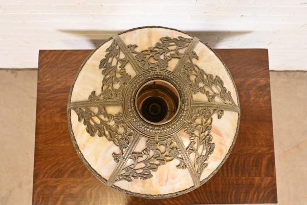 Antique Art Nouveau Slag Glass Table Lamp by Miller Lamp Co., Circa 1920s - Image 3