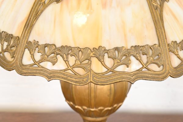 Antique Art Nouveau Slag Glass Table Lamp by Miller Lamp Co., Circa 1920s - Image 4