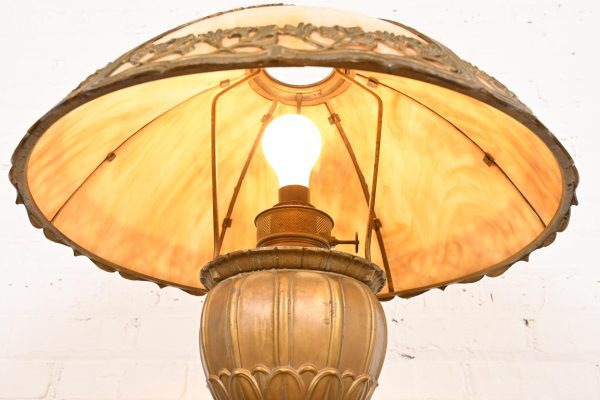 Antique Art Nouveau Slag Glass Table Lamp by Miller Lamp Co., Circa 1920s - Image 8