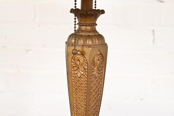 Antique Art Nouveau Slag Glass Table Lamp in the Manner of Handel, Circa 1910 - Image 5