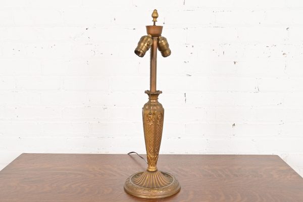 Antique Art Nouveau Slag Glass Table Lamp in the Manner of Handel, Circa 1910 - Image 8