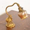 Tiffany Studios New York Bronze Doré Counterbalance Desk Lamp With Favrile Glass Pulled Feather Shade, Circa 1910 - Image 3