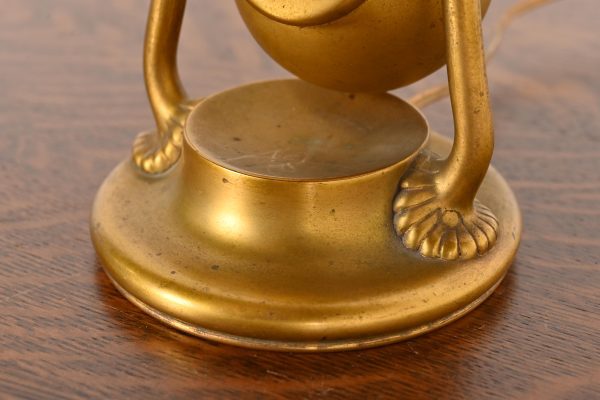 Tiffany Studios New York Bronze Doré Counterbalance Desk Lamp With Favrile Glass Pulled Feather Shade, Circa 1910 - Image 7