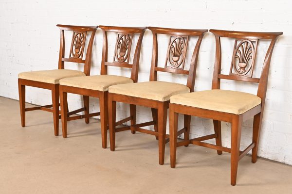 Kindel Furniture Regency Carved Fruitwood Dining Chairs, Set of Four