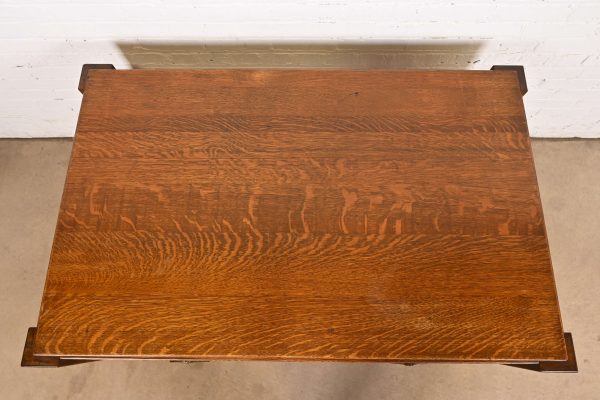 Imperial Furniture Grand Rapids Mission Oak Arts & Crafts Writing Desk or Library Table, Circa 1910 - Image 9