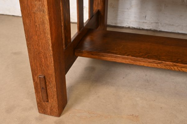 Imperial Furniture Grand Rapids Mission Oak Arts & Crafts Writing Desk or Library Table, Circa 1910 - Image 8