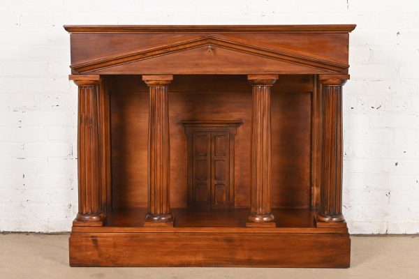 Romweber Neoclassical Pantheon Form Carved Walnut and Burl Wood Sideboard or Console Table