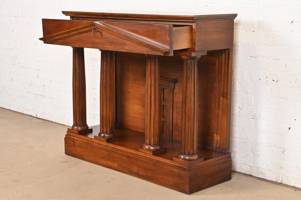 Romweber Neoclassical Pantheon Form Carved Walnut and Burl Wood Sideboard or Console Table - Image 5