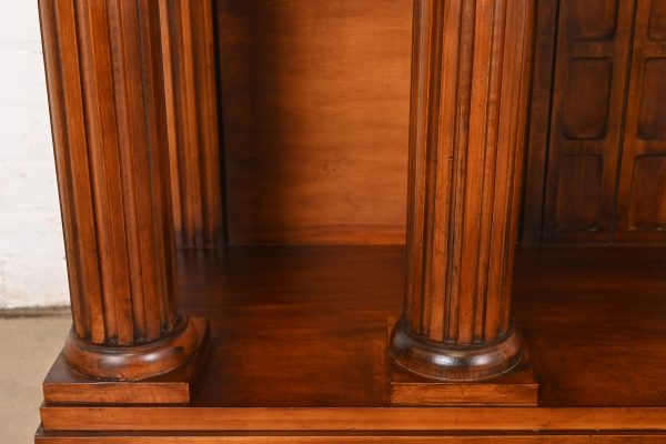 Romweber Neoclassical Pantheon Form Carved Walnut and Burl Wood Sideboard or Console Table - Image 7