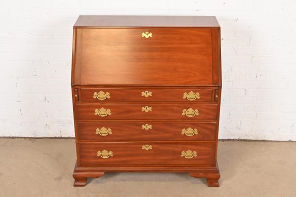Henkel Harris Georgian Solid Cherry Wood Slant Front Secretary Desk - Image 3
