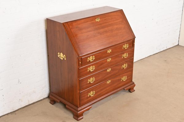 Henkel Harris Georgian Solid Cherry Wood Slant Front Secretary Desk - Image 5