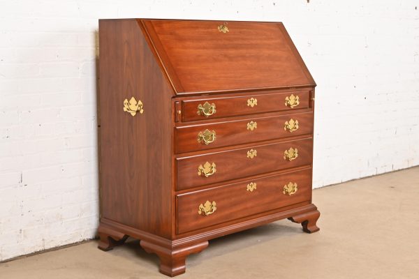 Henkel Harris Georgian Solid Cherry Wood Slant Front Secretary Desk - Image 4