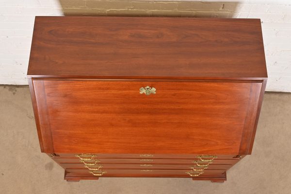 Henkel Harris Georgian Solid Cherry Wood Slant Front Secretary Desk - Image 9