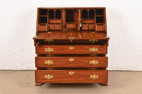 Henkel Harris Georgian Solid Cherry Wood Slant Front Secretary Desk - Image 6