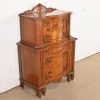 Romweber Style French Art Deco Burled Walnut Highboy Dresser, Circa 1920s - Image 4
