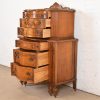 Romweber Style French Art Deco Burled Walnut Highboy Dresser, Circa 1920s - Image 5