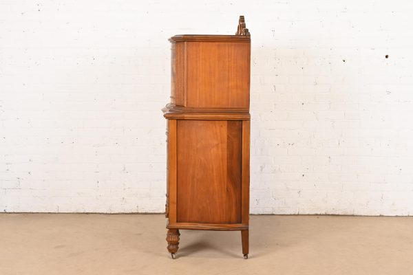 Romweber Style French Art Deco Burled Walnut Highboy Dresser, Circa 1920s - Image 10