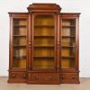 Herter Brothers Style Monumental Antique Eastlake Victorian Carved Burled Walnut Triple Bookcase, Circa 1880s