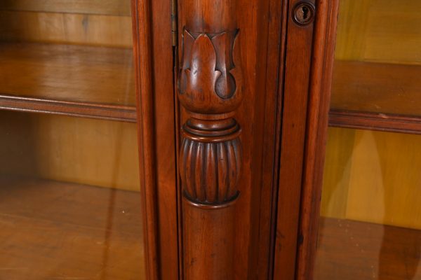 Herter Brothers Style Monumental Antique Eastlake Victorian Carved Burled Walnut Triple Bookcase, Circa 1880s - Image 8