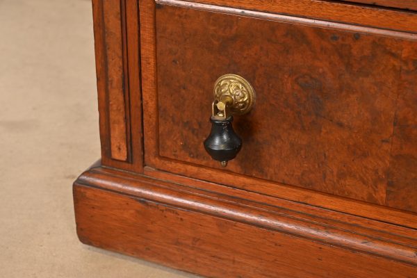 Herter Brothers Style Monumental Antique Eastlake Victorian Carved Burled Walnut Triple Bookcase, Circa 1880s - Image 9
