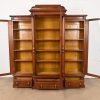 Herter Brothers Style Monumental Antique Eastlake Victorian Carved Burled Walnut Triple Bookcase, Circa 1880s - Image 5
