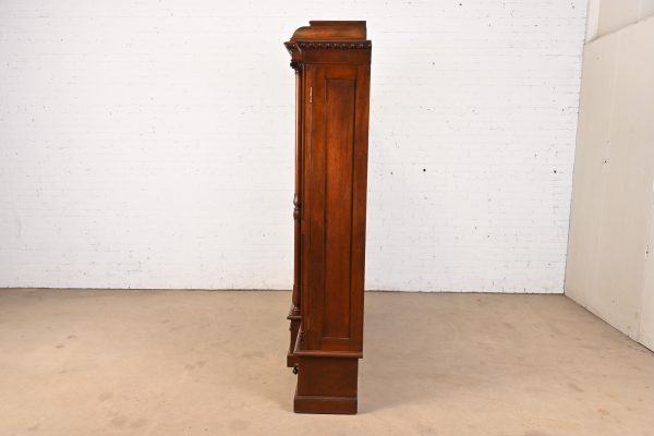 Herter Brothers Style Monumental Antique Eastlake Victorian Carved Burled Walnut Triple Bookcase, Circa 1880s - Image 10