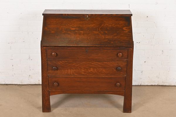 Stickley Brothers Style Antique Mission Oak Arts & Crafts Drop Front Secretary Desk, Circa 1900 - Image 2
