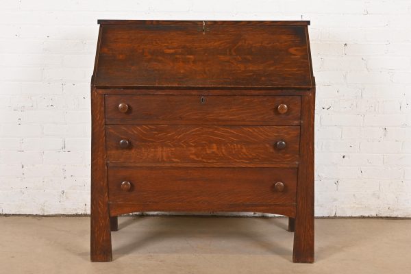 Stickley Brothers Style Antique Mission Oak Arts & Crafts Drop Front Secretary Desk, Circa 1900 - Image 3