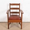 L. & J. G. Stickley Antique Mission Oak Arts & Crafts Ladder Back Armchair - Image 3