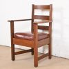L. & J. G. Stickley Antique Mission Oak Arts & Crafts Ladder Back Armchair - Image 2