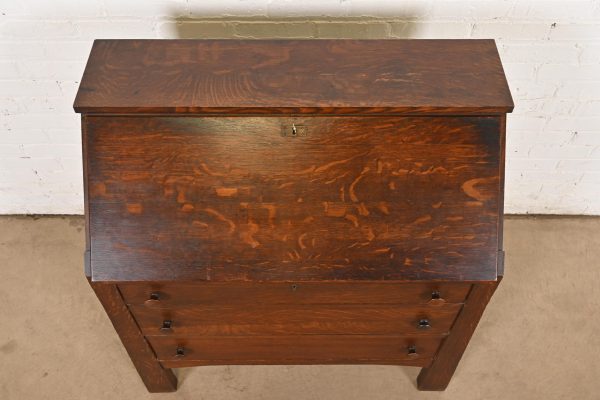 Stickley Brothers Style Antique Mission Oak Arts & Crafts Drop Front Secretary Desk, Circa 1900 - Image 8