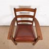 L. & J. G. Stickley Antique Mission Oak Arts & Crafts Ladder Back Armchair - Image 5