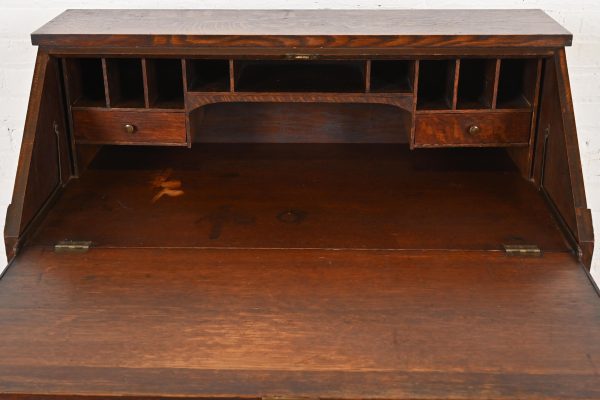 Stickley Brothers Style Antique Mission Oak Arts & Crafts Drop Front Secretary Desk, Circa 1900 - Image 6