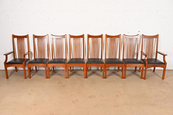 Stickley Mission Arts & Crafts Cherry Wood Spindle Dining Chairs, Set of Eight - Image 2